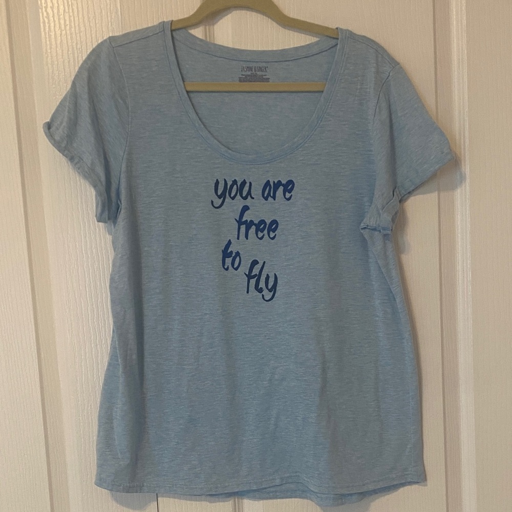 Jasmine & Ginger Sky Blue Slogan Tee